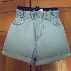 High waisted Paper Bag Jean shorts